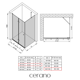 CERANO - Sprchovací kút Volpe L/P - 6 mm - chróm, transparentné sklo - 80x100x190 - zalamovacia CER-427198