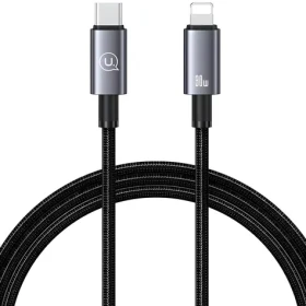 USAMS SJ662 čierna / Dátový kábel / Lightning - USB-C / 30W rýchlonabíjanie / 1,2 m / Nylonové opletenie (SJ662USB01)