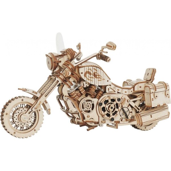 RoboTime 3D drevené mechanické puzzle Motorka (cruiser)