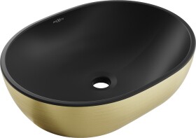 MEXEN - Viki umývadlo na dosku 48 x 35, čierna mat/zlatá vzor 21054877