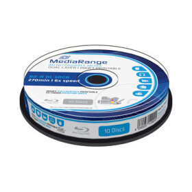 MediaRange BD- R Blu-RAY 50GB 6x Dual Layer spindl 10ks - Inkjet Printable (MR509)