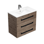 Kúpeľňová skrinka s čiernou úchytkou a umývadlom SAT Cube Way 80x76,5x46 cm dub Wellington mat CUBE46C803DWMOD CUBE46C803DWMOD