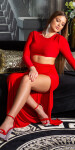 Sexy Koucla Party Dress with XXL Leg Slit red L