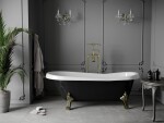 MEXEN/S - Retro voľne stojaca vaňa 170x75 cm biela / čierna nohy zlato , sifón chrom 53251707575-50