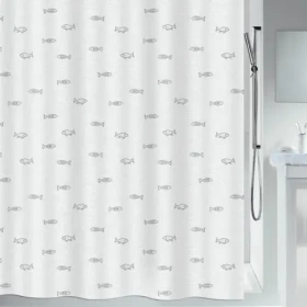 Spirella KOS sprchový záves motív rybičiek 120 x 200 cm šedý / polyester (7610583010063)