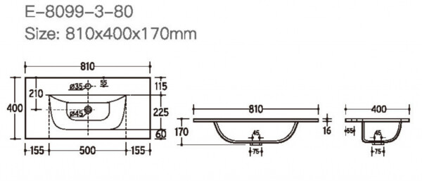 COMAD - Nábytkové umývadlo SKY 80cm 5907611662649