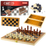 Mamido Drevená logická hra 3v1 Šach Dáma Backgammon