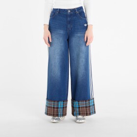 Kalhoty adidas Vintage Wide Leg Jeans With Checked Seam Indigo Denim/ Multicolor W29/L30