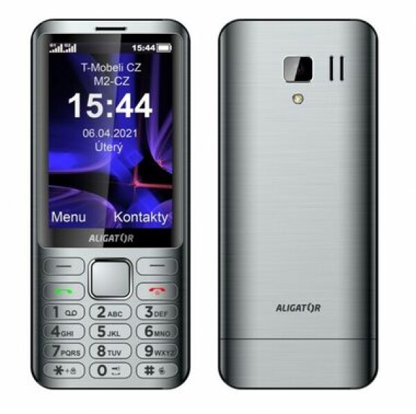 Aligator D950 strieborná / 3.5 TFT / Dual SIM / SOS tlačidlo | Locator | SMS / FM rádio / svietidlo (AD950SR)