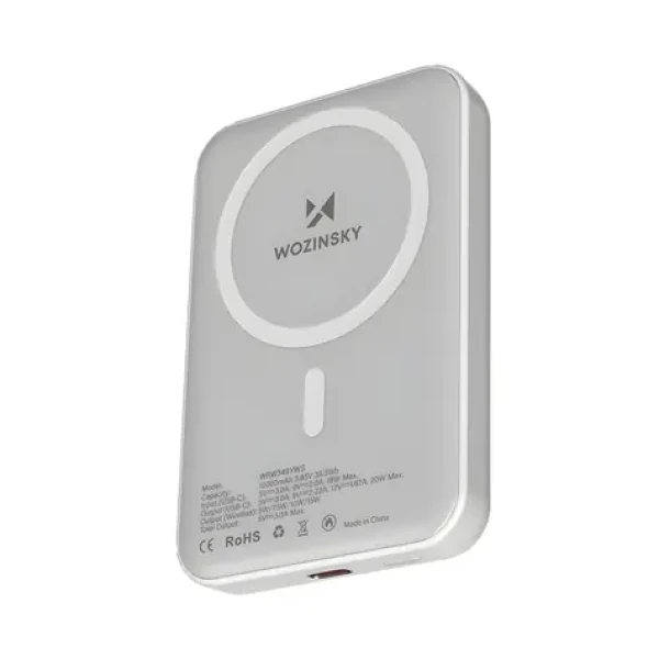 Wozinsky WRW349YWS biela / Magnetická powerbanka / 10000 mAh