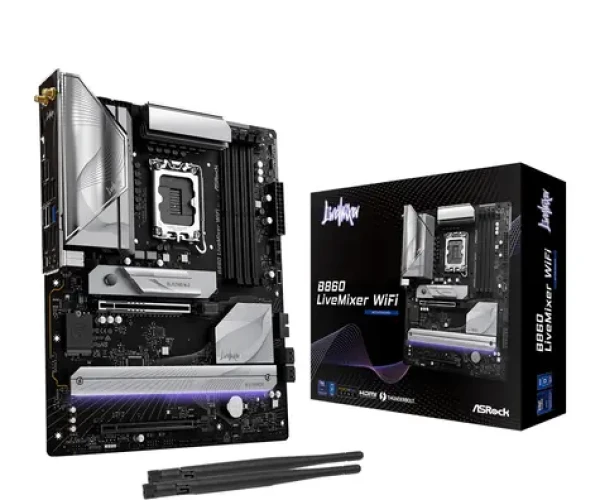 ASRock B860 LiveMixer WiFi / B860 / LGA 1851 / 4X DDR5 / PCIEx 16 / 2.5 GLAN / Wi-Fi / ATX (90-MXBQV-A0UAYZ)