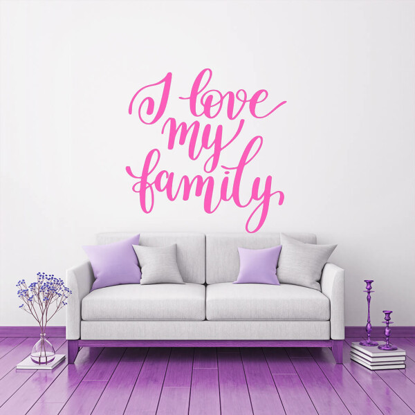 Veselá Stena Samolepka I love my family Farba: růžová, Veľkosť: 40 x 41 cm