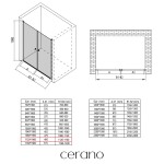 CERANO - Sprchové 2-krídlové dvere Antelo L/P - 6 mm - čierna matná, transparentné sklo - 112x190 CER-432367