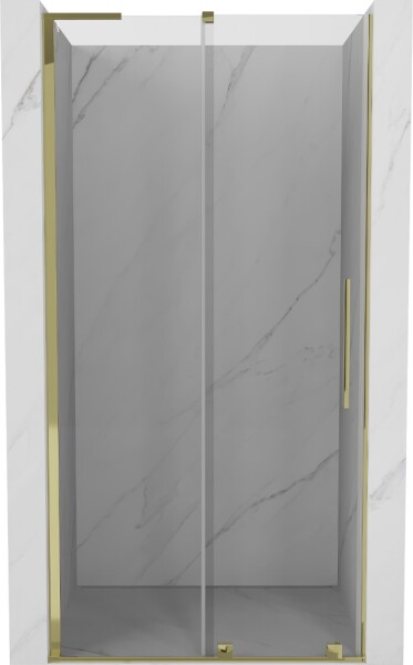 MEXEN/S - Velar L posuvné sprchové dvere 90, transparent, zlatá 871-090-003-01-50