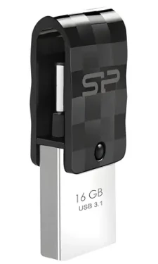 Silicon Power Mobile C31 16GB čierna / Flash disk / USB 3.2 Gen 1 / USB-A + USB-C (SP016GBUC3C31V1K)