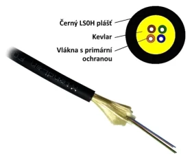 Xtendlan Optický DROP kábel 4vl. čierny / Optický kábel / 9/125 / G.657A / LS0H / 500 ms konektory (FO-DP1000-4-0,5-BAL)