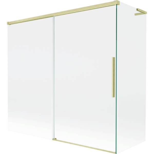 MEXEN/S - Rox L vaňová zástena 2-krídlová posuvná 170 + 80 x 150, transparent, zlatá kartáčovaná 8C9L-170-080-55-00