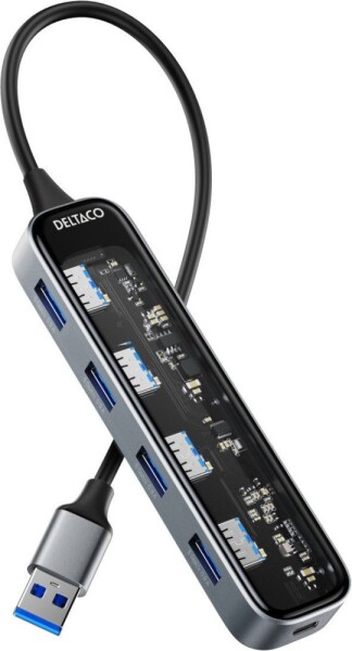Deltaco DELTACO USB-A-Hub m. 4x USB 5 Gbit/s transparent