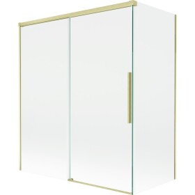MEXEN/S - Rox vaňová zástena 2-krídlová posuvná 140 + 70 x 150, transparent, zlatá kartáčovaná 8C9-140-070-55-00
