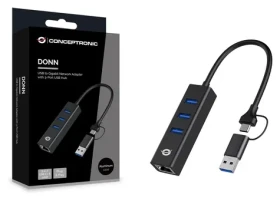 Conceptronic DONN07BA USB-C hub / 3x USB-A 3.0 / 1x GLAN (DONN07BA)