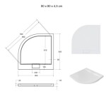 BESCO - Štvrťkruhová sprchová vanička AXIM - STONE EFFECT - Farba - Stone efect, Rozmer B - 90 cm, Rozmer C - 90 cm VANKAXIM90SR55