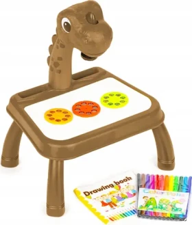 ECOTOYS Kresliaca tabuľa s projektorom Dinosaurus hnedá