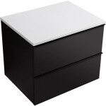 CERANO - Kúpeľňová skrinka Velora - čierna matná, úchytka čierna + doska z lit. mramoru Elanys - 12 mm - biela matná - 60x54,2x46,5 CER-679428