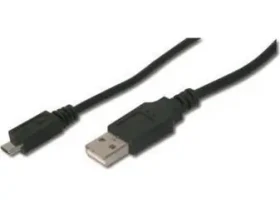 Digitus čierna / USB kábel / USB A na Micro USB B / USB 2.0 (480 Mbit/s) / 1 m (AK-300127-010-S)