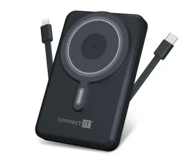 Connect IT 10000 mAh sivá / Powerbanka / MagSafe / 1x USB-C / 1x Lightning (CPB-1010-SG)