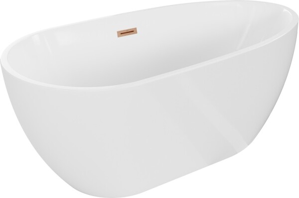 MEXEN/S - Eos voľne stojaca vaňa 150 x 75, biela, sifón a prepad meď kartáčovaná 52471507500-65