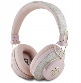 Guess Słuchawki nauszne Guess Bluetooth ENC Metal 4G Logo Ružový