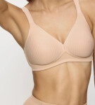 MODERN SOFT+COTTON - Pruhovaná bavlnená podprsenka bez kostice Triumph NEUTRAL BEIGE 85B
