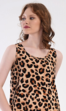 Dámske domáce šaty s trojštvrťovým rukávom Leopard hnědá M