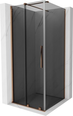 MEXEN/S - Velár sprchovací kút, posuvné dvere 120 x 120, grafit, ružové zlato - 871-120-0120-41-60 871-120-120-41-60