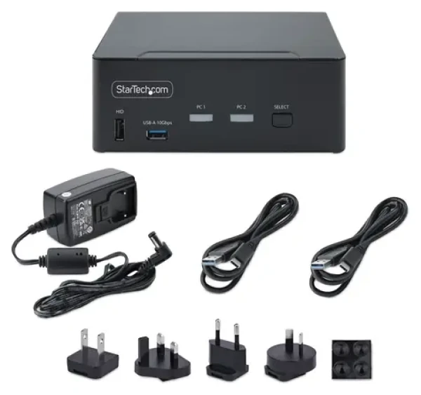 StarTech 2-portový Dual-Monitor KVM Switch / KVM prepínač / DisplayPort 1.4 / 8K 60Hz alebo 4K 144Hz / 2x USB-A 10Gbps (P2CDD143-KVM-SWITCH)