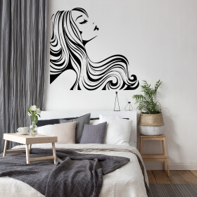 Veselá Stena Samolepka Žena z profilu Farba: čierna, Veľkosť: 100 x 93 cm