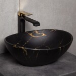 KERRA - Umývadlo na dosku KR-707 mramorové (čiernozlaté) 5907548117533