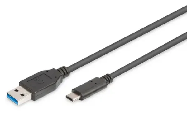 Digitus čierna / USB kábel / USB-C - USB-A / USB 3.0 / 5 Gbps / 3A / 1 m (AK-300136-010-S)