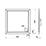 Bruckner - ELSE sprchová vanička z liateho mramoru, štvorec 80x80cm, biela 800.111.4