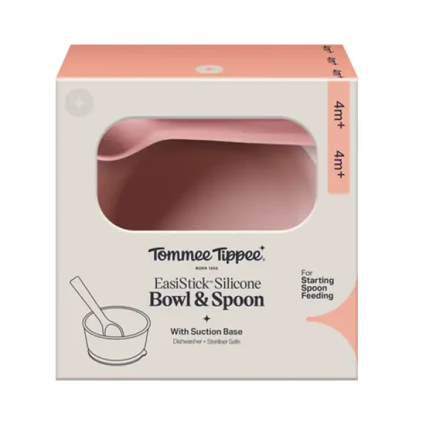 Tommee Tippee Silikónová mištička s prísavkou a lyžičkou ružová (448747-T)