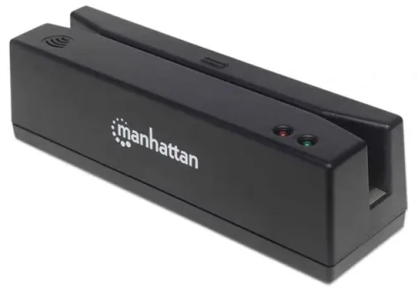 Manhattan Čítačka magnetických kariet čierna / Snímač / 3 stopy / USB / LED indikácia (460255)