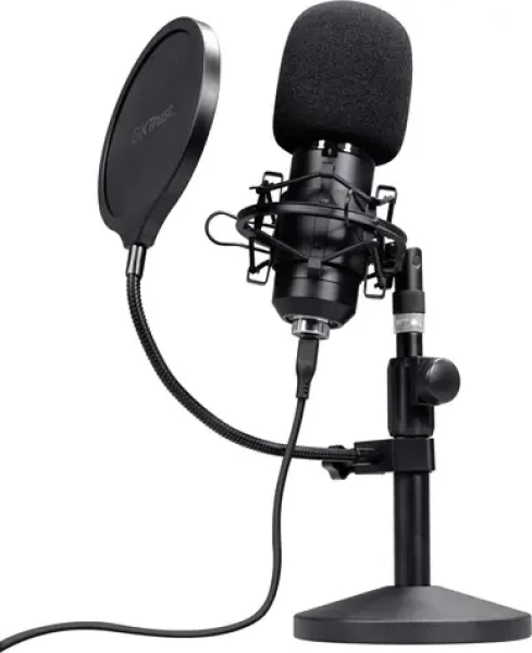 Trust GXT269 Emita II čierna / Mikrofón / kondenzátorový / stolný stojan / USB / 2,5 m (25769)