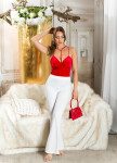 Sexy Koucla Velvet Look Top with strap details white Einheitsgroesse