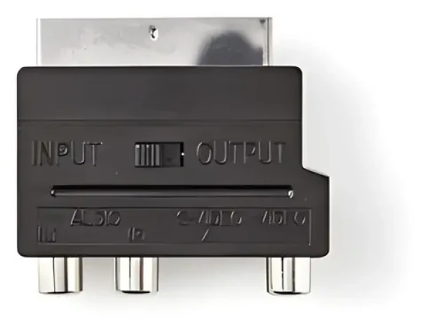 Nedis SCART adaptér čierna (CVGB31902BK) / Redukcia / SCART zástrčka - S-Video/3x RCA zásuvka (CVGB31902BK)