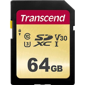 Transcend Premium 500S SDXC karta 64 GB Class 10, UHS-I, UHS-Class 3, v30 Video Speed Class; TS64GSDC500S