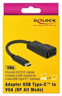 DeLock USB Type-C (M) - VGA (F) / Adaptér / DP Alt Mode (63923)