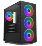 1stCool RAINBOW 4 čierna / Skriňa PC / ATX / Middle Tower / 4X RGB ventilátor / tvrdené sklo (ML-RAINBOW4-AU-USB3)