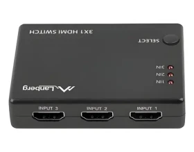Lanberg / Prepínač HDMI / 3 IN - 1 OUT / 4K UHD / HDCP 2.2 / napájanie USB (SWV-HDMI-0003)