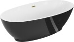 MEXEN/S - Bilbao voľne stojaca vaňa 180 x 90, biela/čierna, sifón a prepad zlatá kartáčovaná 51311809075-55