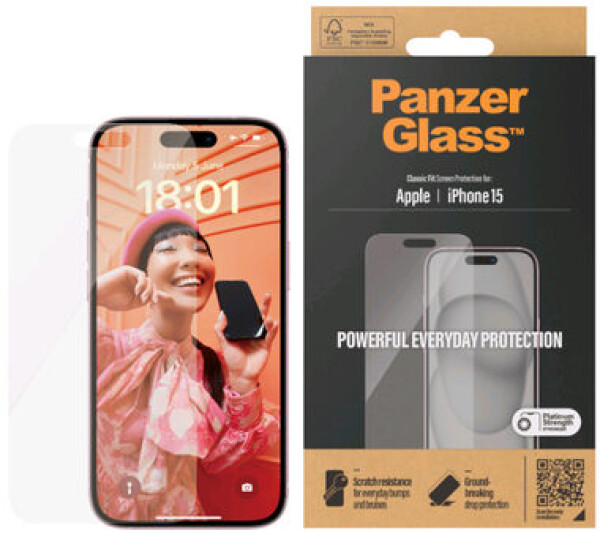 PanzerGlass Classic Fit Ochranné sklo pre Apple iPhone 15 (2805)